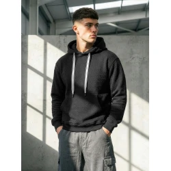 Vīriešu melns džemperis ar kapuci Carla