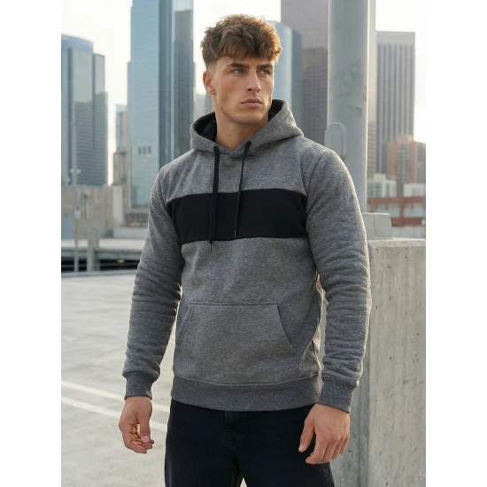 Tumši pelēks džemperis ar kapuci City Džemperi ar kapuci