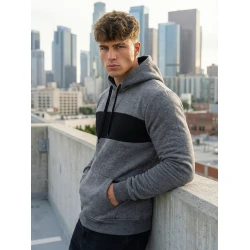 Tumši pelēks džemperis ar kapuci City