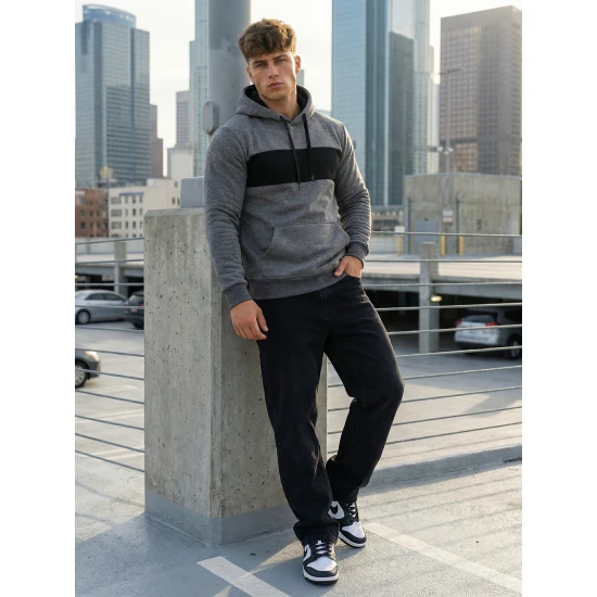 Tumši pelēks džemperis ar kapuci City Džemperi ar kapuci