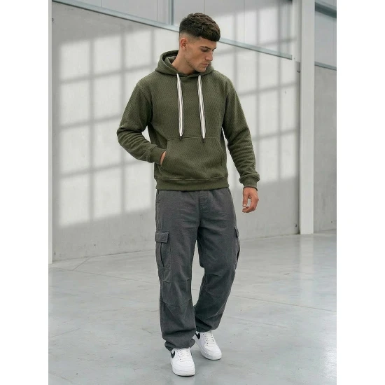 Vīriešu haki krāsas džemperis ar kapuci Carla Džemperi ar kapuci