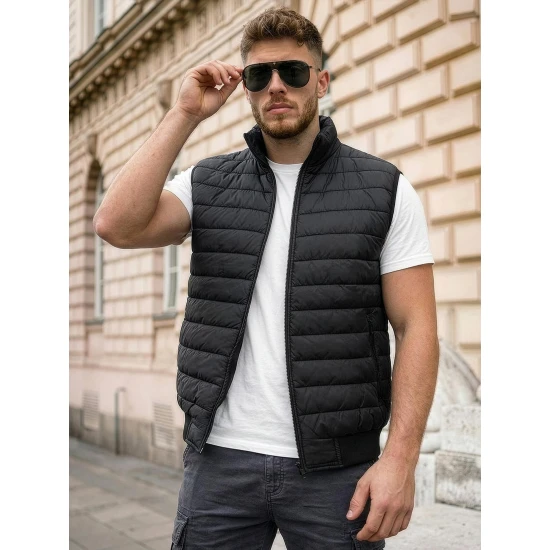 Lider stepēta vīriešu melna veste Vestes