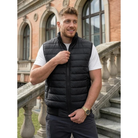 Lider stepēta vīriešu melna veste Vestes