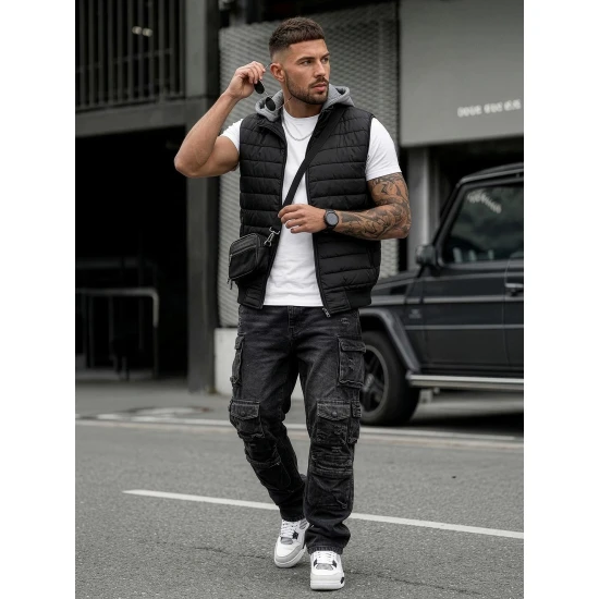 Melns jaka ar kapuci Naron Vestes