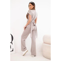 Sieviešu brūns komplekts ar platām biksēm Floren