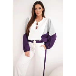Sieviešu divkrāsains brīvā laika komplekts ar violetu ielaidumu Gabi