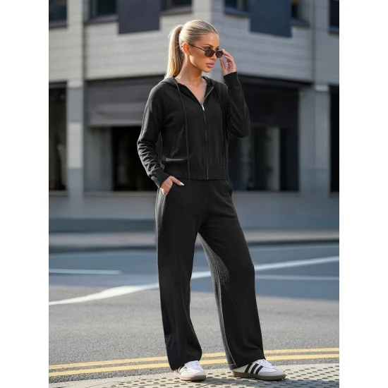 Sieviešu divdaļīgs melns komplekts Emilin Sieviešu uzvalki