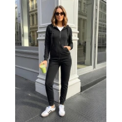 Melna sieviešu apģērbu komplekts ar kapuci Kornel