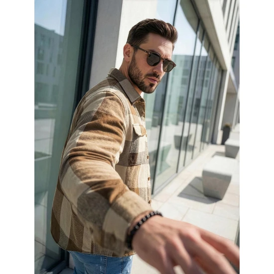 Vīriešu brūns flaneļa krekls Cory Krekli