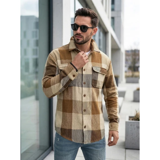 Vīriešu brūns flaneļa krekls Cory Krekli