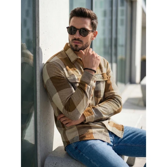 Vīriešu brūns flaneļa krekls Cory Krekli