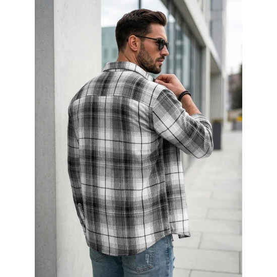 Vīriešu balts/melns flaneļa krekls Cory Krekli