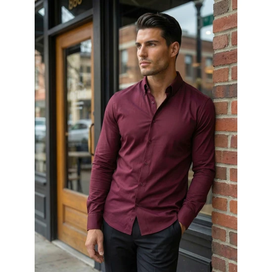 Vīriešu bordo krekls Tops Krekli