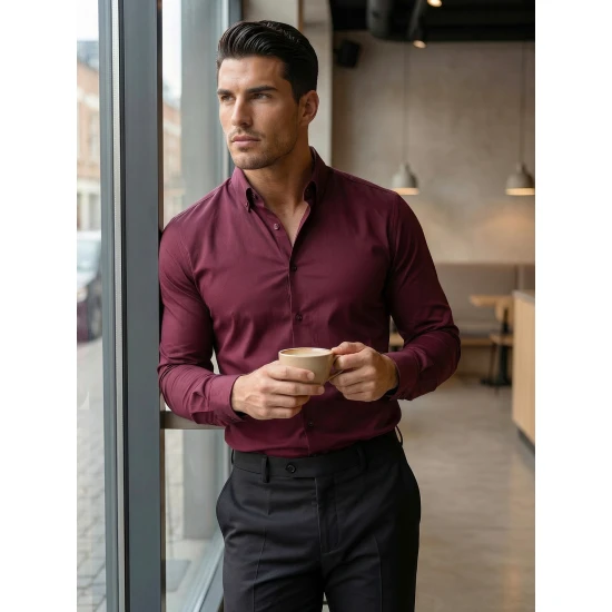 Vīriešu bordo krekls Tops Krekli