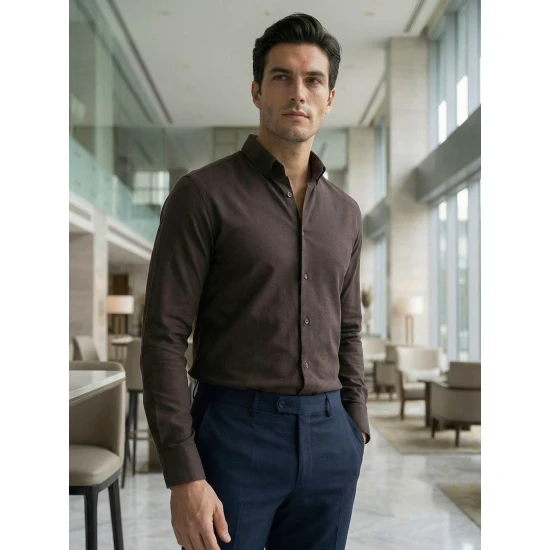 Vīriešu tumši brūns krekls Top Krekli