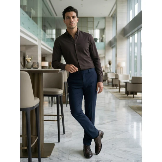 Vīriešu tumši brūns krekls Top Krekli