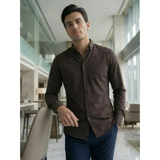 Vīriešu tumši brūns krekls Top Krekli