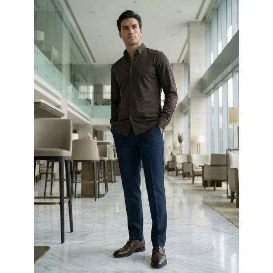 Vīriešu tumši brūns krekls Top Krekli