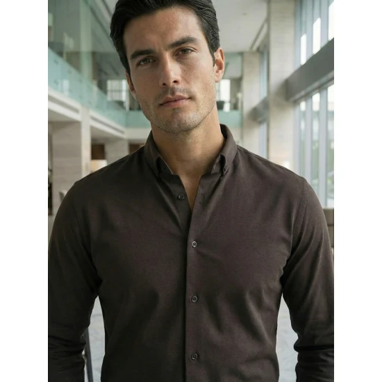 Vīriešu tumši brūns krekls Top Krekli