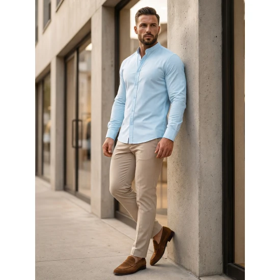 Zils elegants krekls Milet O/V54