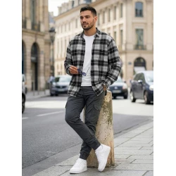 Vīriešu pelēks rūtains krekls Marino