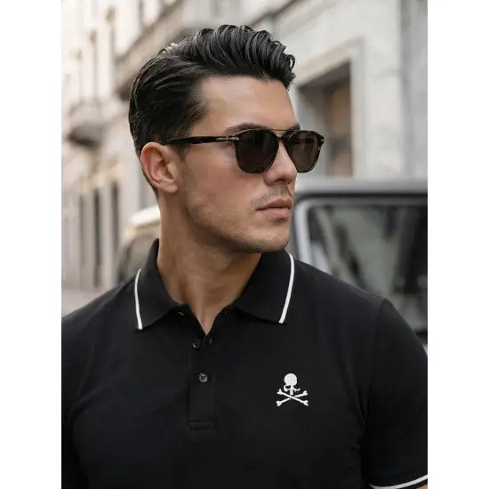 Vīriešu melns polo krekls Skull POLO T-krekls
