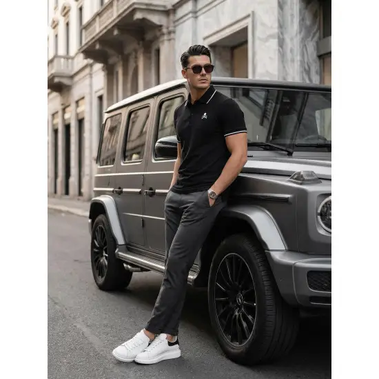 Vīriešu melns polo krekls Skull POLO T-krekls