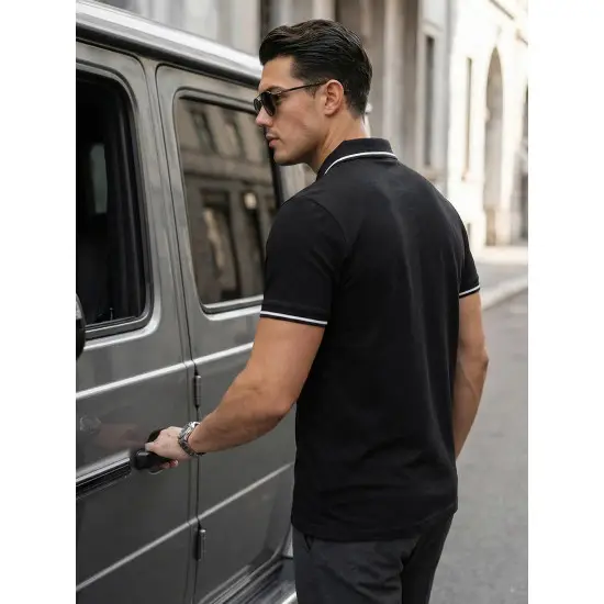 Vīriešu melns polo krekls Skull POLO T-krekls
