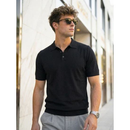 Vīriešu melni polo krekli Vibe POLO T-krekls
