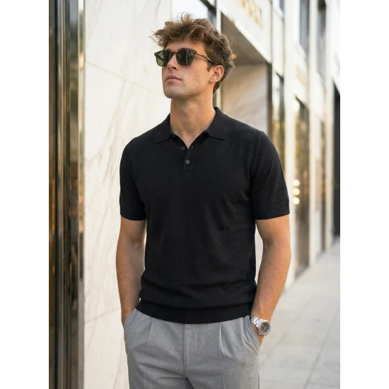 Vīriešu melni polo krekli Vibe POLO T-krekls