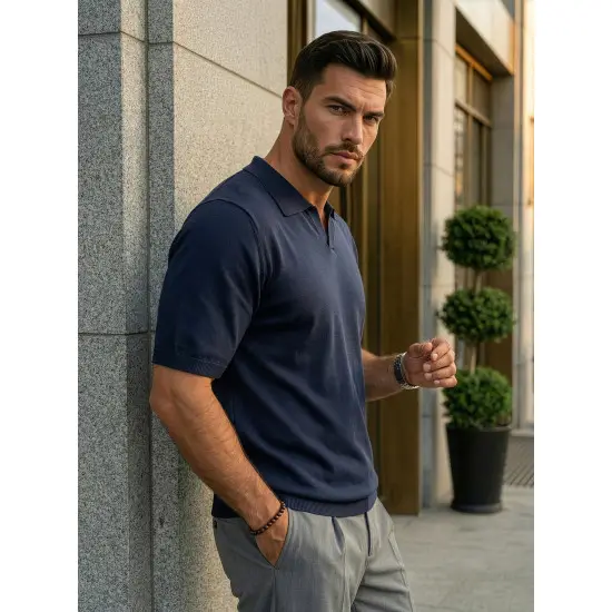 Vīriešu tumši zili polo krekli „Tyler“ POLO T-krekls