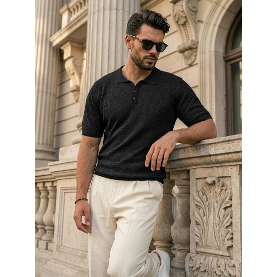 Vīriešu melni polo krekli Style POLO T-krekls