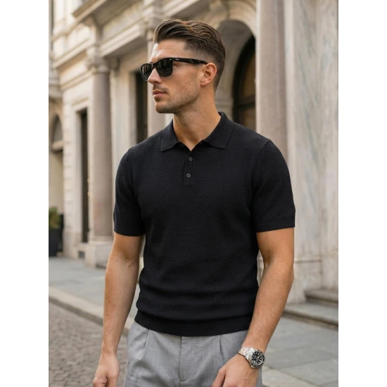 Vīriešu melni polo krekli Street POLO T-krekls