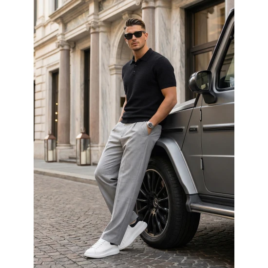 Vīriešu melni polo krekli Street POLO T-krekls