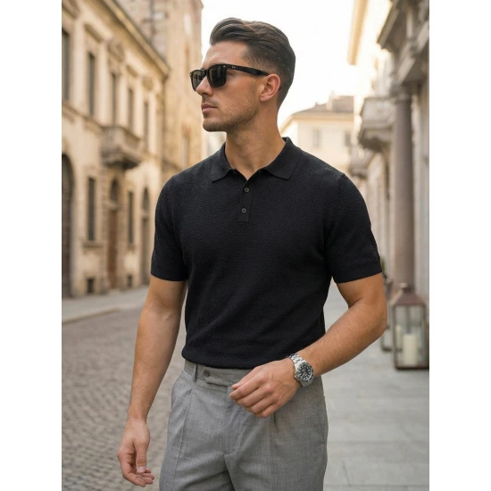 Vīriešu melni polo krekli Street POLO T-krekls