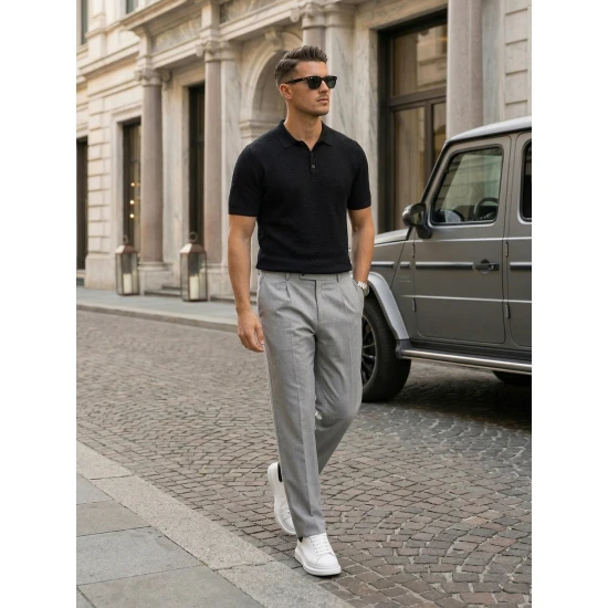 Vīriešu melni polo krekli Street POLO T-krekls