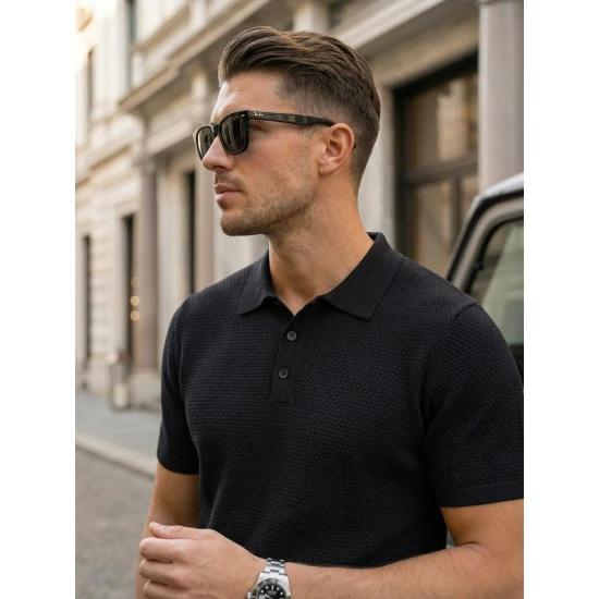 Vīriešu melni polo krekli Street POLO T-krekls