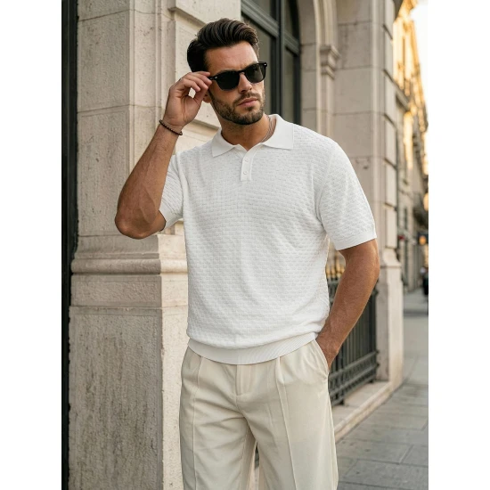 Vīriešu baltas polo krekli Style POLO T-krekls