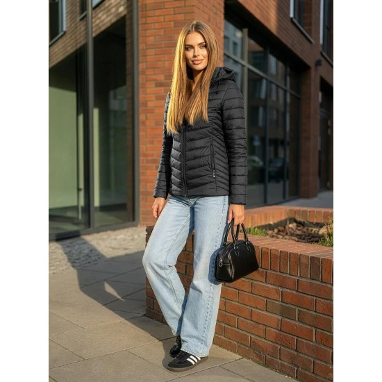 Sieviešu melna jaka ar kapuci Enit Sieviešu jakas