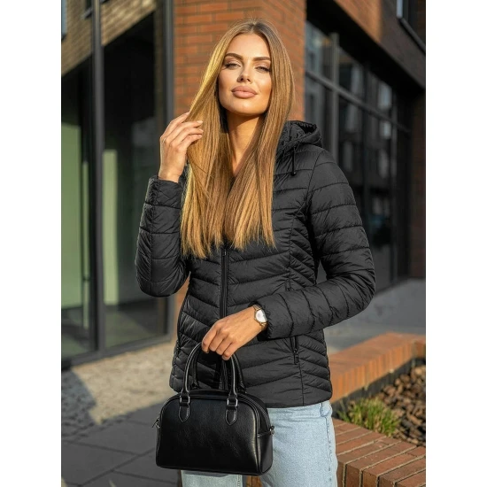 Sieviešu melna jaka ar kapuci Enit Sieviešu jakas