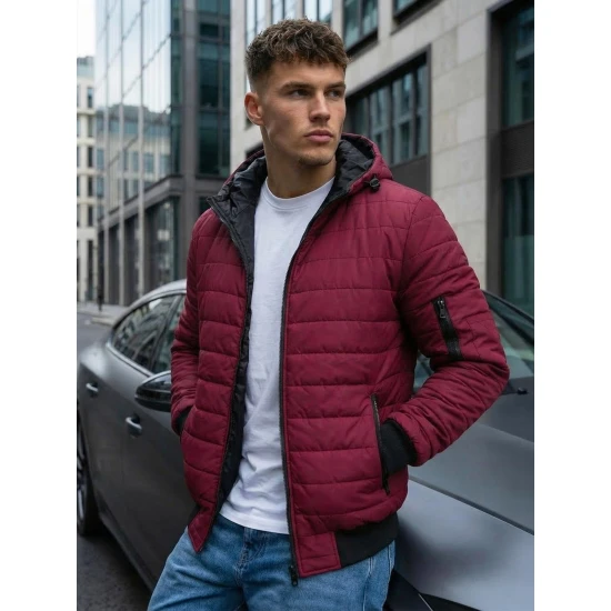 Vīriešu pavasara-rudens jaka bordo krāsā Nosal Rudens/Pavasaris