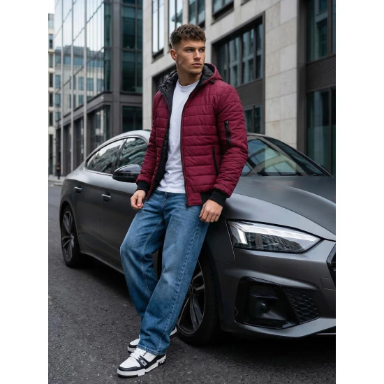 Vīriešu pavasara-rudens jaka bordo krāsā Nosal Rudens/Pavasaris