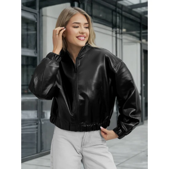 Sieviešu melna ādas jaka Ketrin