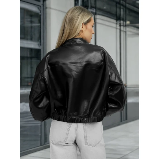 Sieviešu melna ādas jaka Ketrin