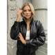 Sieviešu melna ādas jaka Capri Sieviešu jakas