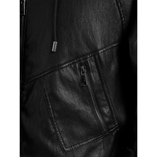 Sieviešu melna ādas jaka Capri Sieviešu jakas