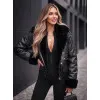 Sieviešu melna ādas jaka ar kažokādu Dersi Sieviešu jakas