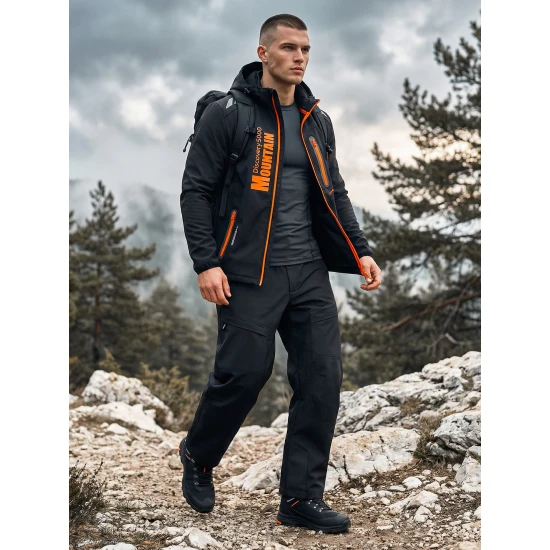 Vīriešu melna jaka ar oranžām detaļām Ero Vīriešu jakas un mēteļi