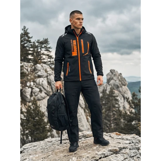 Vīriešu melna jaka ar oranžām detaļām Ero Vīriešu jakas un mēteļi