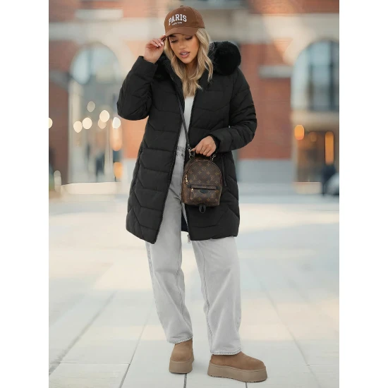 Sieviešu melna ziemas jaka Tamira